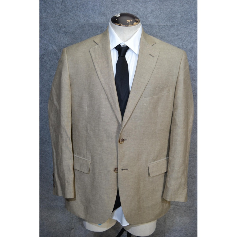 Brooks Brothers Linen Blazer Mens 40R Beige Cotton Madison Fit Jacket Sport Coat